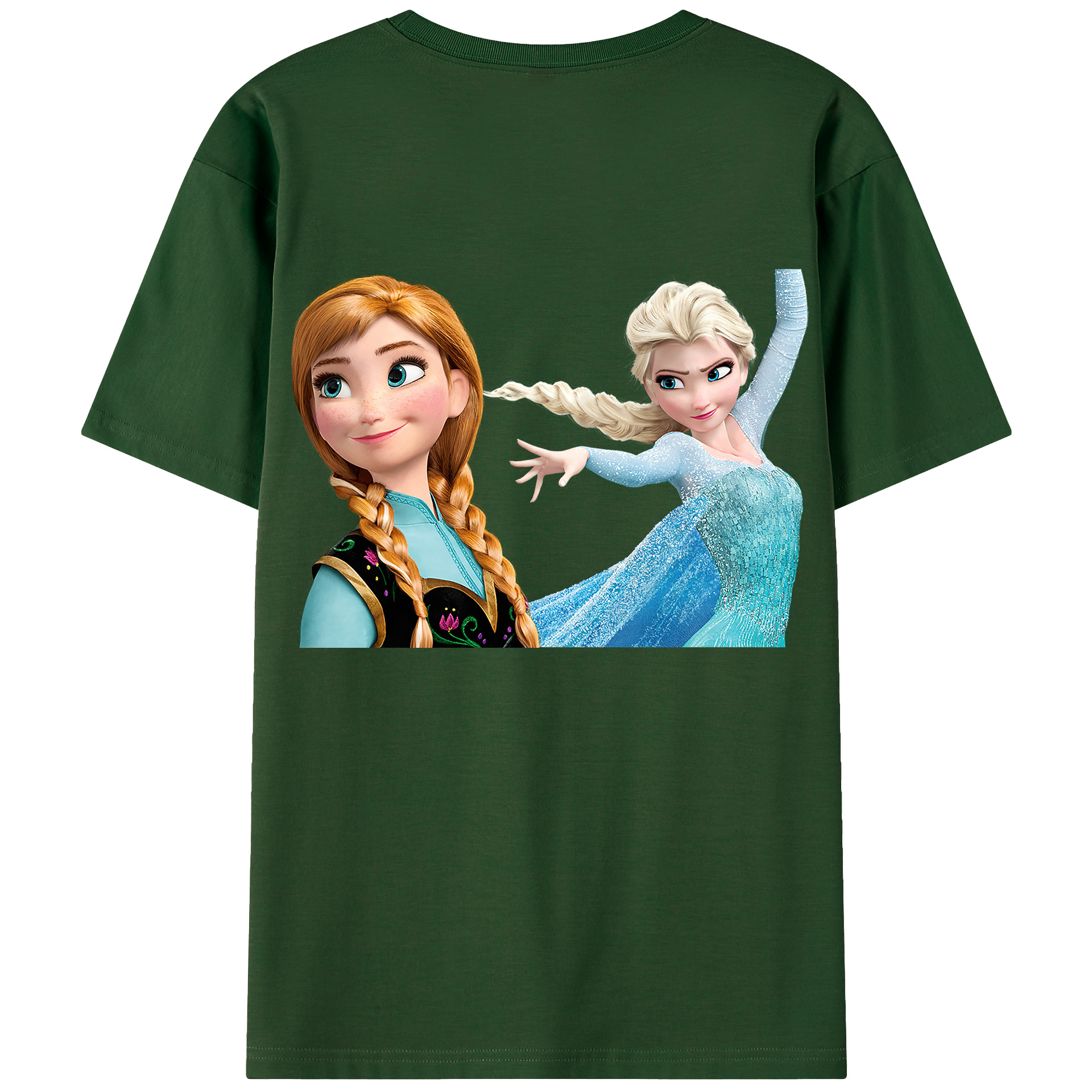 （画像用） アナと雪の女王 アンナ エルサ Frozen Anna Elsa 綿100％半袖Tシャツ（背面プリント）